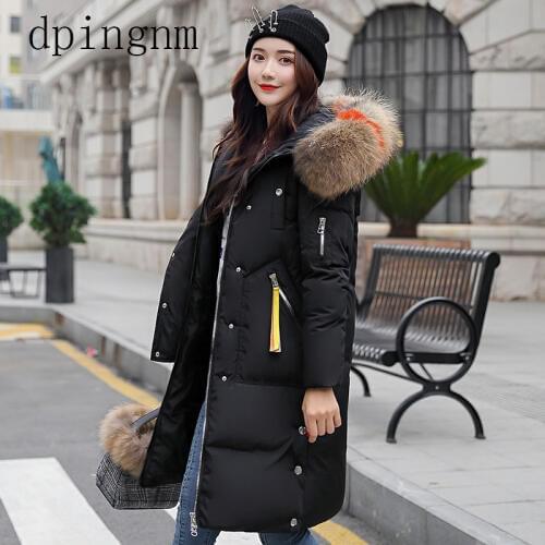 2018 high quality fur collar women long winter coat female warm wadded jacket womens outerwear parka