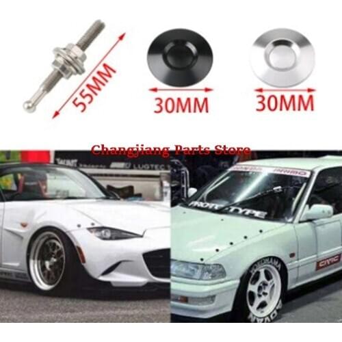 1x Universal 32mm Push Button Billet Hood Pins Lock Clip Kit Engine Bonnets Lock Car Quick Latch