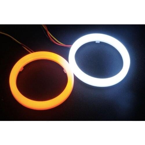 2PCS Dual ColorAuto Headlight Halo Rings Light Guide Angel Eye Car Fog Cotton light Angel Eyes SMD With Turn Light Double Color