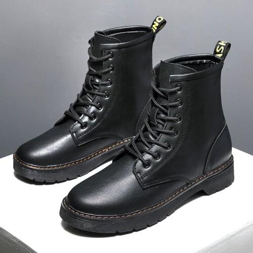 2021 New Couple Martin Boots Mens Boots Leather Unisex Ankle Punk Motorcycle Boots Men Winter Snow Non-slip Warm Woman Shoes