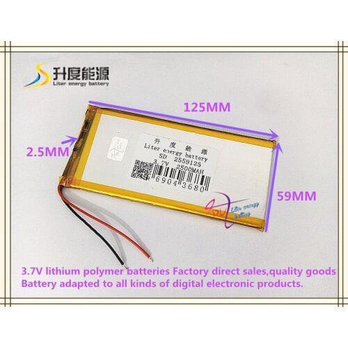 2559125 3.7V 2500mAH 3060125 Polymer lithium ion / Li-ion battery for tablet pc GPS speaker POWER BANK