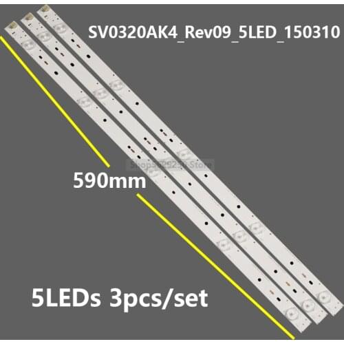 5set=15pcs 590mm LED Backlight strip 5 Lamp For Hise nse 32"TV 32LF520D-TA SV0320AK4_Rev09_5LED_150310