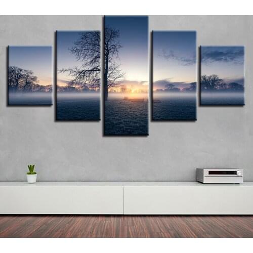 5 Panel Sunrise Landscape Wall Art Home Decor Framework Painting Poster For Living Room Modern HD Printed Canvas Pictures