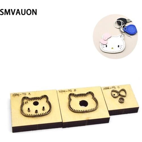 SMVAUONCutting Die Cat Shape Key Ring DIY Key Case Fun Pendant Japanese Steel Leather Cutter Mold Knife Mould Hand Punch Tool