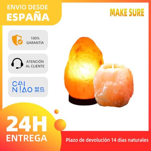 Himalayan original salt lamp 1-2kg incandescent table top cable & bulb + 1 free OM HOME candle holder