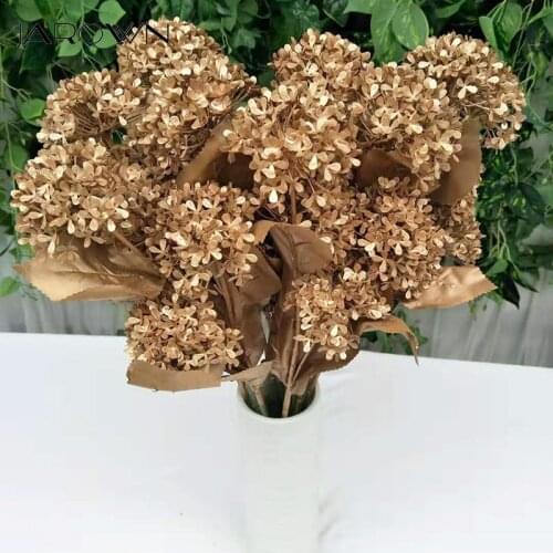 JAROWN Artificial 3 heads Hydrangea Snowball Flower Fake Flowers Wedding Floral Arrangement Flower Accessories Home Decor Flores