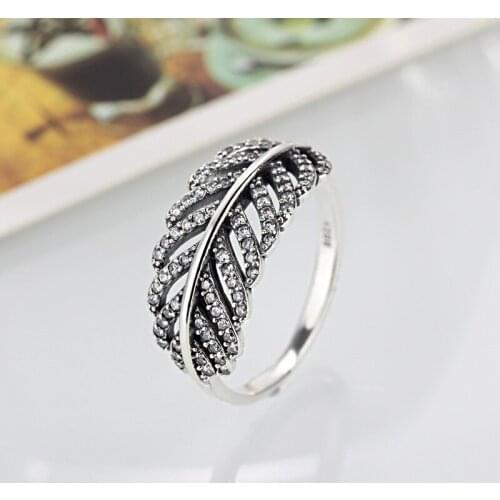 Fashion Silver Color Leaves Ring For Woman Sparkling Rhinestone Ring Female Men Cocktail Part Wedding Bands Ring Jewelry