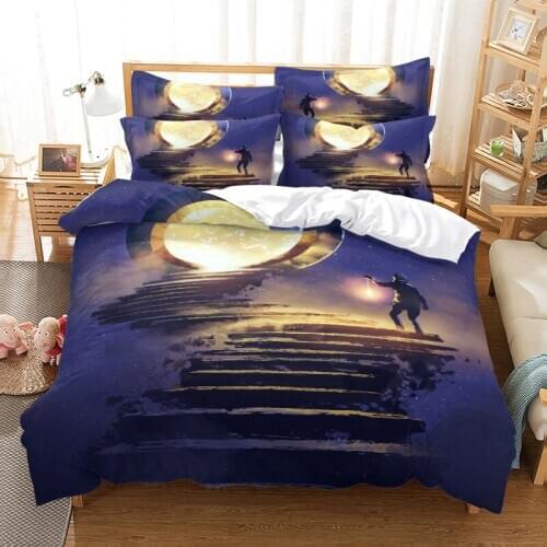 Moon Night Moonlight 3D Print Comforter Bedding Set Beautiful Photos Queen Twin Single Duvet Cover Set Pillowcase Home Luxury