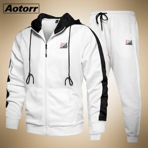 Fashion Men Set Zipper Hoodies+Pants Sets Male Tracksuit Casual Slim Fit Sportswear Mens Brand Sweat Shirts Clothing Outwear 4XL