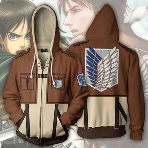 Anime Attack On Titan Cosplay Costumes Sweatshirts Hoodies Attack On Titan Jackets Zipper Hooded Coats Costumes For Men CS108