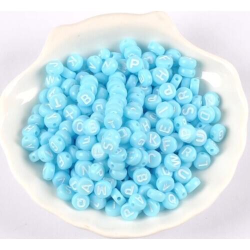 400PCs Mixed blue Acrylic Alphabet/Letter Round Beads For Jewelry Making 7mm YKL0805