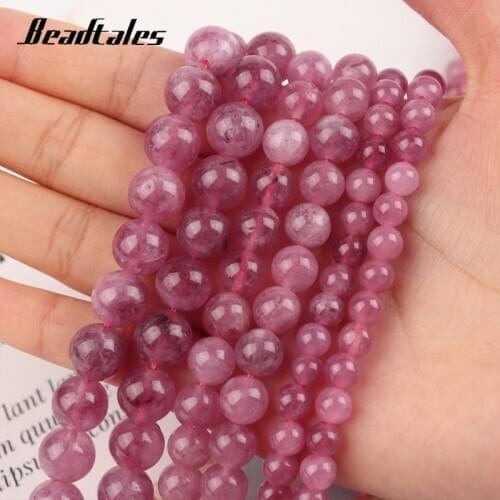 Round Loose jade 6/8/10mm Natural Stone Beads Pink Tourmaline Stone beads For DIY Making Bracelet Necklace Jewelry Beadtales