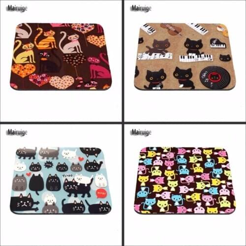 Mairuige Top Selling Fashion Black Animals Cats Kittens Funny Custom Gaming Rubber Mouse Pad for Size 18*22cm and 25*29cm