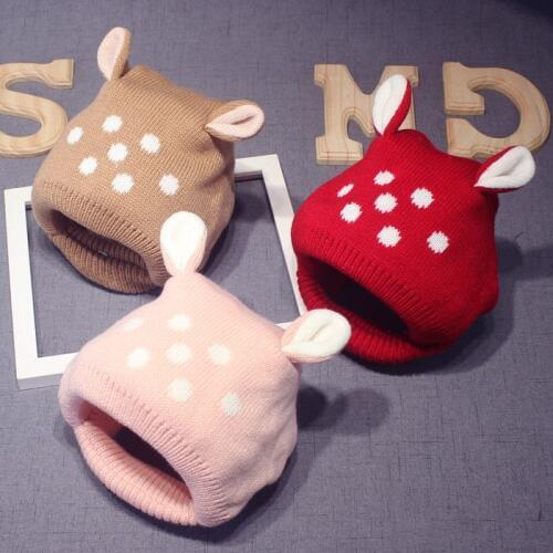 Cute Ear Baby Hats Autumn Winter Caps Kids Girls Boys Warm Woolen Knitted Hats Christmas Gifts