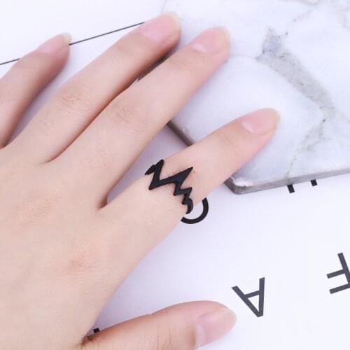 Fashion New Simple Female Ring ECG Shape Irregular Alloy Material Temperament Men And Women Jewelry Gift Direct Sales Hot