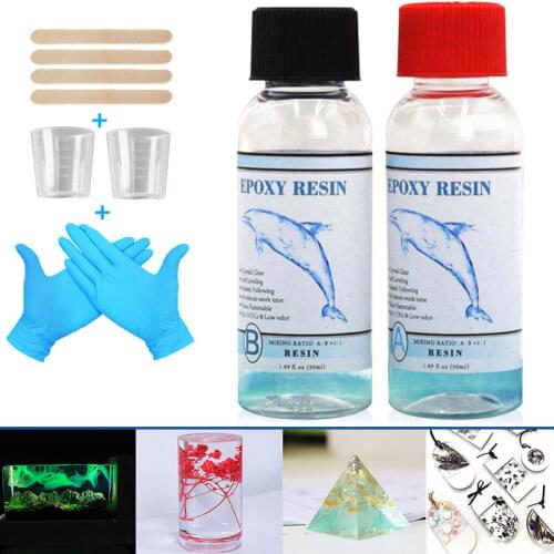 Epoxy Resin Kit Crystal Clear Hardener Kit Easy Mix Anti-scratch DIY Supplies For Art Casting Resin Jewelry Projects