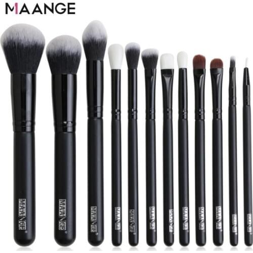 MAANGE 12Pcs/Set Makeup Brush Tool Set Cosmetic Powder Eye Shadow Foundation Blush Blending Loose Powder Brush Beauty Tools