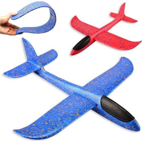 DIY Childrens Hand Throwing Flying Toy Large Glider Aircraft Foam Plastic Airplane Model Toy Sturdy Kids Games Boys Gift 2020