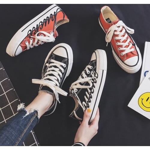 2021 Spring New Canvas Womens Shoes Stitching Embroidery Fashion Casual Shoes Low Top Lace Up Sports Shoes