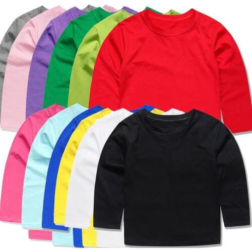 12 Colors Autumn Baby Girls Tops Children Plain T Shirts OEM Tshirts Boys Tees Kids Clothing Blanket Tops for 1-14Years