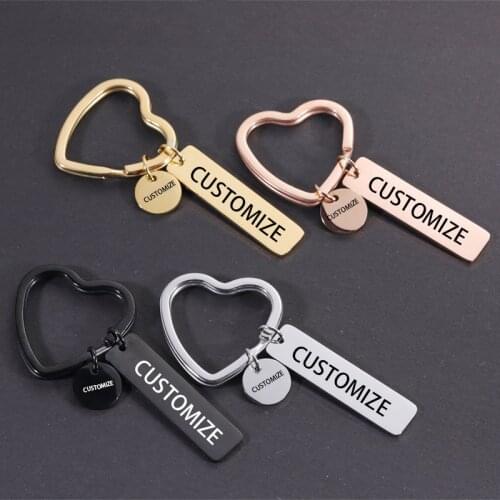 Customized Engraved Keychain Personalized Heart Keychain with Name/letter/date Couples Gifts