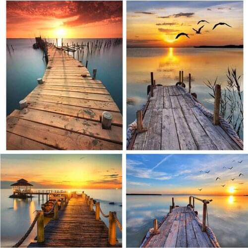 Full Square Drill 5D DIY Diamond Painting "Lake sunset" Embroidery Cross Stitch 5D Home Decor Gift A01522