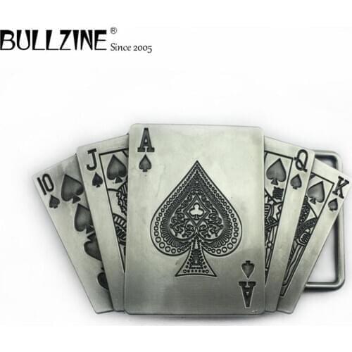 The Bullzine Gamble belt buckle with pewter finish FP-02234 suitable for 4cm width belt