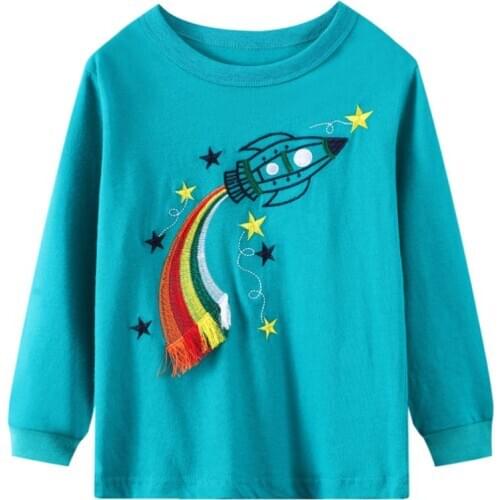 Rocket childrens long-sleeved T-shirt pure cotton sweat-absorbent thin section A 4-year-old boy can not afford to play autumn a