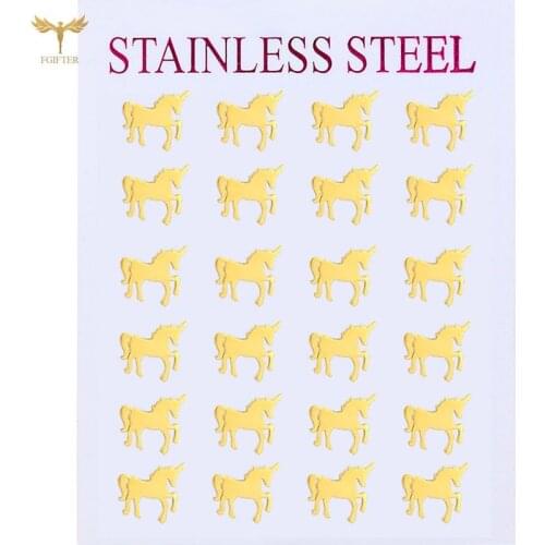 Stainless Steel Unicorn Stud Earrings for Girls 18K Gold-Plated Accessories Cute Sweet Animal Jewelry Women Gifts