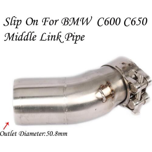 Slip On For BMW C650 C600 Motorcycle Scooter Exhaust Escape Modified Motorbike Middle Connection Link Pipe Without 51mm Muffler
