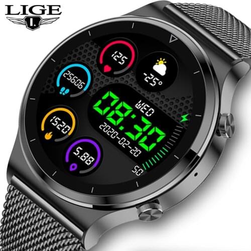 LIGE 2021 New Men Smart Watch Bluetooth Call Sports Watch Heart Rate Blood Pressure Sleep Waterproof Smartwatch Men Часы Mужские