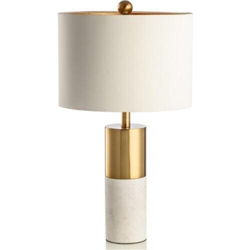 Modern American luxury metal decorative table lamp Chinese style living room study bedroom simple jazz white marble table lamp
