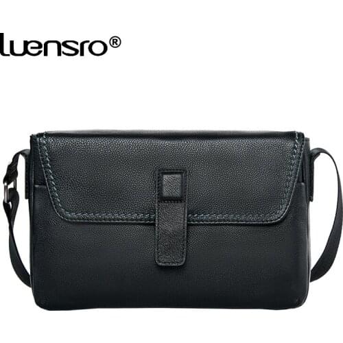 2021 Fashion Korean Small Shoulder Bags For Men Black Genuine Leather Crossbody Bag Messenger Sling Shoulder Bag Side Bags New