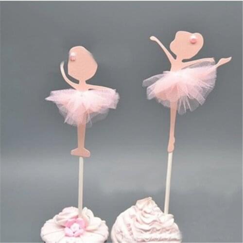 5pcs Cake Toppers Cupcake Topper Gold Glitter Dancing Girl Ballerina Cupcake Toppers Cake Picks Wedding Party Decoration