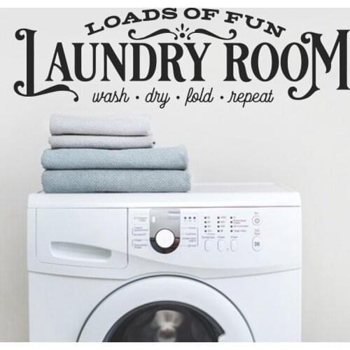Large Laundry Rules Wall Sticker Bathroom Wash Dry Fold Repeat Laundry Room Wall Decal Washroom Vinyl Home Decor