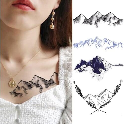 Small Mountain Tree Temporary Tattoos For Women Kids Sexy Body Art Arm Fake Tattoo Sticker Men Waterproof Tatoos Sheet Paper
