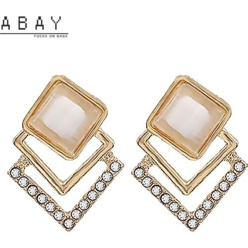 2020 New Rhinestone Geometry Earrings Women Fashion Temperament Cool Wind with Simple Versatile Sense Design Female Ear Pendant