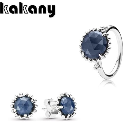 Kakanys New 2020 S925 Sterling Silver Shiny Midnight Crystal Set Gift, Female Original High-quality 1:1 Fashion Charm Jewelry