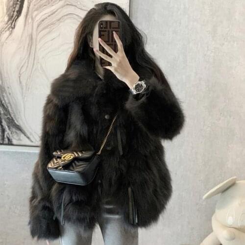Women 2021 Winter New Fashion Faux Fox Fur Coat Female Slim Fake Fur Overcoats Ladies Thick Casual Warm Furry Outerwear C432