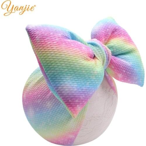 1pc New Arrival 6" Rainbow Cotton-filled Bullet Fabric Hair Bow Baby Headband 2021 Wholesale DIY Hair Accessories Headwear