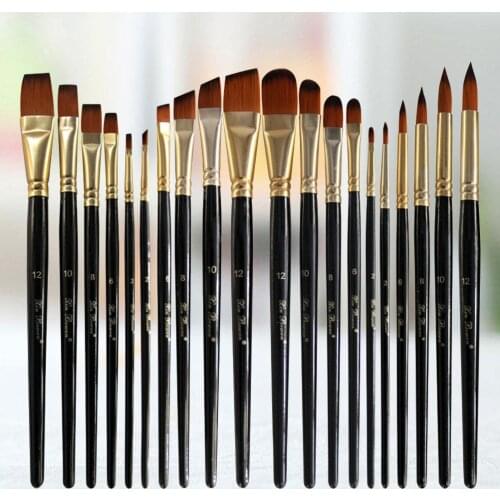 20Pcs Paint Brush Set Nylon Hair Brushes Art Painting Tool Set for Watercolor Oil Painting Brushes Set(Black)
