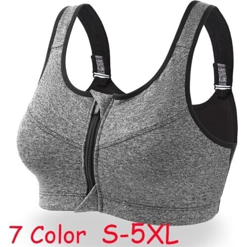 2020 Women Zipper Push Up Sports Bras Vest Underwear Breathable Gym Fitness Workout Bra Shockproof Running Sport Tops Bras S-5XL