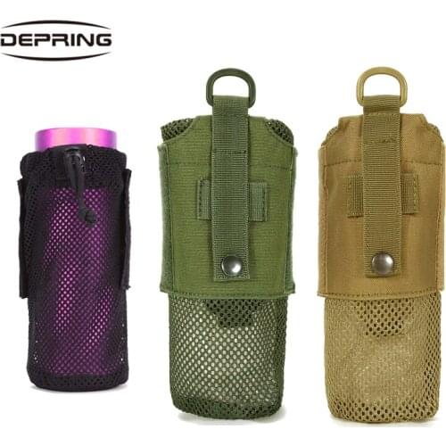 550ml Outdoor Travel Sports Water Bottles Pouch Nylon Mesh Drawstring Bottle Holder Carrier EDC Hunting Kettle Belt Pouch