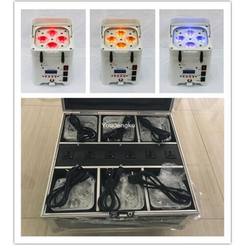6 unit road case RGBWA UV rechargeable battery led par can light 4*12W wireless DMX led up lights wireless led par can light