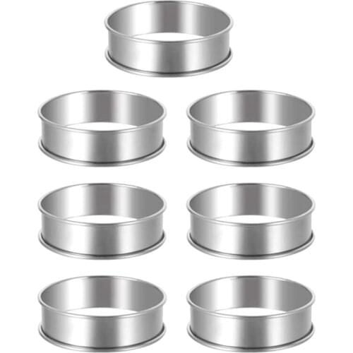 LUDA 7Pcs Cake Pastry Rings Baking Rings English Muffins Rings,Double Rolled Tart Rings Mousse Ring Cake Mold For Baking Tool