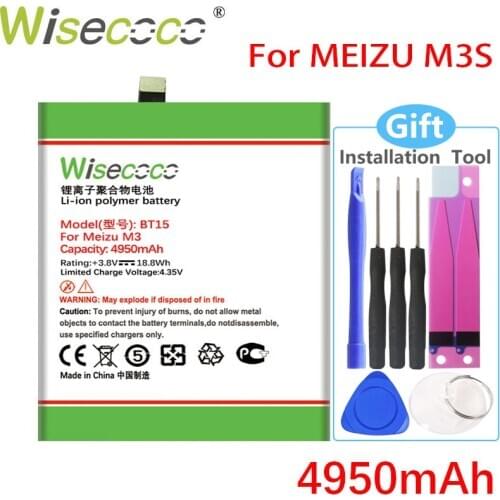 Wisecoco BT15 4950mAh Battery For Meizu M3 M3S SmartPhone Battery Replace+Tracking Number