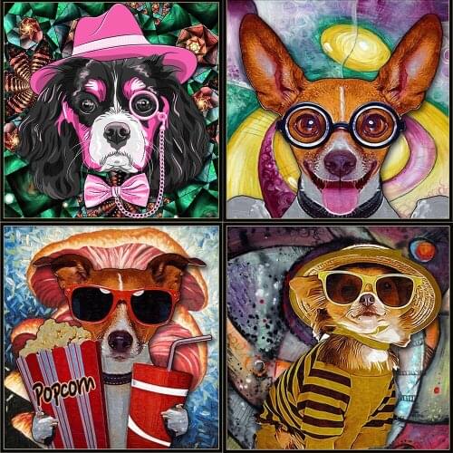 5D DIY Diamond Painting Painting Cartoon Animal Dog, Cat New Style Square/Round Rhinestone Cross Stitch Home Decoration Painting
