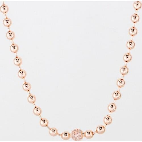 Free Shipping Authentic 925 Sterling Silver Rose Beads & Pave Necklace For Women DIY Jewelry Bead S925 Charms 45cm long