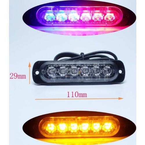 1pc 6 led 12v 24v Car Grill Side Marker Rear tail styling beacon light Emergency flash Strobe warning light for Truck RV Trailer