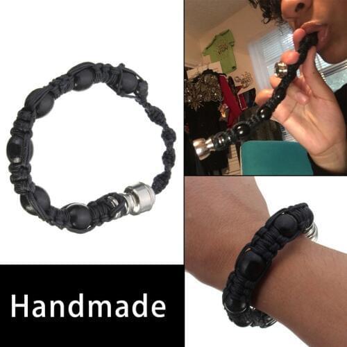1Pcs Fashion Handmade Rope Beaded Pipe Bracelet Portable Smoking Set Creative Fashion Bracelet Style Metal Cigarette Pipe black